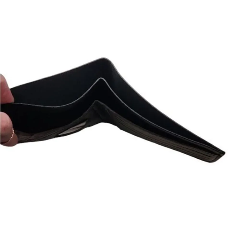 Wallet Mens Cowhide Embossed Short Wallet‎ Black